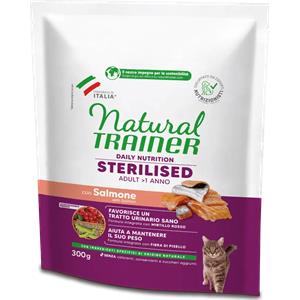 Natural Trainer Adult Sterilised con Salmone - Alimento Secco Completo per Gatti Sterilizzati da 1 Anno - 300 gr