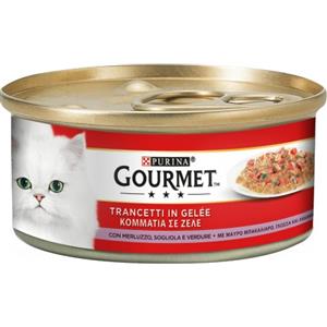 Purina Gourmet Trancetti in Gelatina 195 gr - Sogliola, Merluzzo e Verdure - Cibo Umido Completo per Gatti