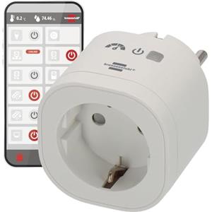 Brennenstuhl Presa Smart Schuko con Monitoraggio Consumo - Presa WiFi Intelligente Compatibile Alexa,Google Home e Matter - Smart Plug Temporizzata con Controllo Vocale e Remoto - Bianca