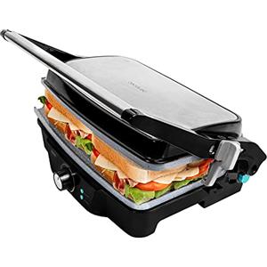 Cecotec Rock'nGrill 1500 Stone Ceramic Mix&Grill. 1500 W, Grill, Griglia, Ferro e Sandwichera, Rivestimento Ceramico, Superfie Misto Apertura 180°, Scatola Raccolta