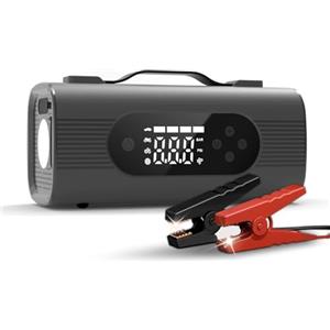 POWLAND Avviatore Batteria Auto con Compressore 4000A 10000mAh Banca di energia Avviatore Emergenza per 12V Auto (Tutti i benzina/10L diesel) 8-IN-1 batteria booster con display LCD