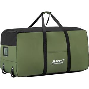 Ehuihuan Borsone da Viaggio Grande con Ruote,120L Borsa Palestra Sportiva Uomo Donna,Borse Weekend Impermeabile,Grande Borsone Pieghevole,Sacco da Bagagli Per Campeggio Viaggi Traslochi,Verde,80x40x40cm (C)