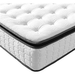 Vesgantti Materasso Singolo, Materasso 100x200 Alto 26 cm, Materasso a Molle insacchettate e Memory Foam Ergonomico a 7 zone Schiuma Traspirante Ibrido con 2cm Topper, Morbido, Bianco