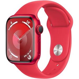 Apple Watch Series 9 GPS + Cellular 45mm Smartwatch con cassa in alluminio (PRODUCT) RED e Cinturino Sport (PRODUCT) RED - S/M. Fitness tracker, app Livelli O₂, display Retina always-on