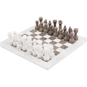 RADICALn 15 Pollici Grande Set di Scacchi Completo Fatto a Mano in Marmo Bianco e Grigio Oceanico per Adulti Set di Scacchi da Torneo in Stile Regalo Staunton e Ambassador