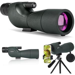 BOSSDUN Cannocchiale con Treppiede, Borsa per il Trasporto e Adattatore per Smartphone - Cannocchiale Monoculare Impermeabile per Birdwatching, Tiro a segno, Tiro con Arco, Caccia (75G)