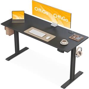 OffiGo Scrivania Regolabile in Altezza, 140 cm Scrivania Elettrica, Scrivania Ergonomica con Funzione di Memoria, Standing Desk, Modern Scrivania Computer per Casa e Ufficio, Nero