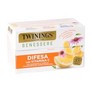 Twinings, Benessere Difesa, Tè Verde, Zenzero ed Echinacea Aromatizzati al Limone, con Vitamina C per il Benessere Immunitario, 1 Confezione da 18 Filtri