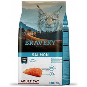 BRAVERY Crocchette per Gatti Adulto al Salmone 2 Kg - Grain Free, Mono-proteiche e Ricche di Omega 3