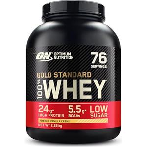 Optimum Nutrition Gold Standard 100% Whey Proteine in polvere per lo Sviluppo e il Recupero Muscolare con Glutammina e Aminoacidi BCAA Naturali, Gusto Crema di Vaniglia Francese, 76 Dosi 2,28 kg