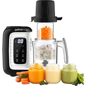 KOSTTE Cuocipappa, Omogeneizzatore per Neonati/Anziani, Vapore, Mixer, Riscalda, Scongela - Robot Cucina Multifunzione, Cuoci Pappa, Baby Food Maker, Nero (2800)