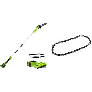 Greenworks Sega ad Asta a Batteria, Lunghezza Barra 8 Pollice (20cm), Velocità Catena 8m/s + Catena per Motosega
