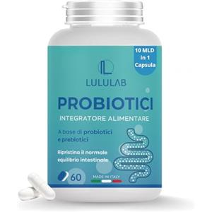 LULULAB Probiotici per Intestino Donna e Uomo - Fermenti Lattici Adulti con Inulina - Prebiotici e Probiotici Migliori - 60 Capsule Made in Italy - Lululab®