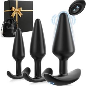 Tagnaff Vibratori Anali Set di 3, Plug Anale da Donna 12 Modalità Vibratore Uomo Massaggiatore Prostata per Uomini Stimolatore, Sexy Toys Sessuali per Donna, Silicone, Comando a Distanza