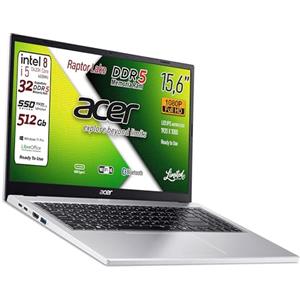 acer Notebook Extensa Silver Intel Core i5-13420H 13Th Raptor Lake, 8Core, Display FullHD 15,6, RAM 32Gb DDR5, SSD PCIe NVMe 512 Gb, Wi-Fi6, BT, 4 usb di cui 2 USB type-c, Win 11Pro, pronto all'uso
