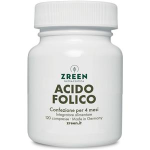 Zreen Acido Folico 120 Compresse - Integratore con 800 mcg di Vitamina B9 (400% VNR)