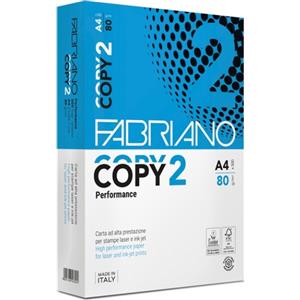 Fabriano Copy 2 Carta A4 80g/m - 500 Fogli Naturale Bianca, Acid Free, Certificata FSC