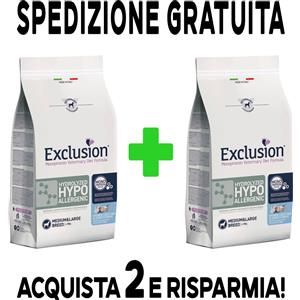 Exclusion - Diet Hydrolyzed Hypoallergenic Adult Medium/Large al Pesce e Amido di Mais da 12 Kg