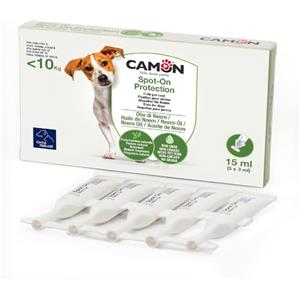 CAMON | Spot-On Protection Cane (0-10kg), 5 Fiale da 3ml con Olio di Neem, Naturale e Efficace