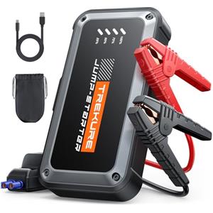 TREKURE Avviatore Batteria Auto 7000A 16800mAh, Avviatore di Emergenza per Auto per Motori 9.0L Benzina e 8.5L Diesel, Portatile 12V Booster Avviamento con Torcia, Cavo di Avviamento, Ricarica USB