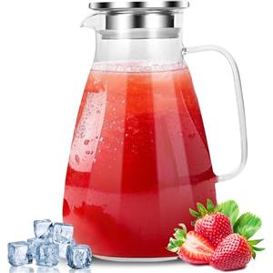 LUXECOVE Caraffa in vetro da 2,2 litri, bollitore trasparente impermeabile con coperchio in acciaio inossidabile, bollitore sigillato e a prova di perdite, adatto per tè freddo, tè caldo, succo