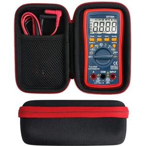 Khanka Custodia rigida compatibile con Multimetro digitale TRMS 4000 conteggi Volt Meter Manuale e Auto Ranging Misure Tester di tensione. (Solo custodia, cerniera rossa)