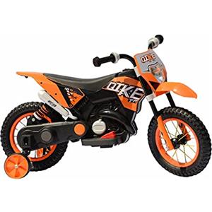 FP-TECH - MOTO ELETTRICA PER BAMBINI MOTOCICLETTA 2 POSTI CON USB MP3 LED SOSPENSIONI E RUOTE IN GOMMA AD ARIA (Arancione)