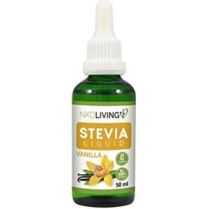 NKD Living Gocce di Stevia Liquida Pure 50ml - Aromatizzato alla Vaniglia - con contagocce in vetro