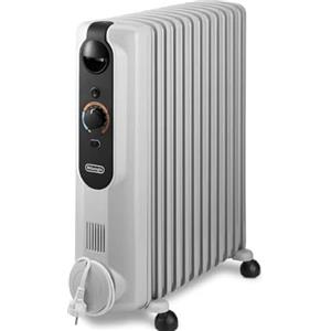 De'Longhi RadiaS Easytronic TRRS1225, Radiatore Elettrico a Olio, Risparmia Energia, 12 Alette per Stanze fino a 75m³, 3 Zone Riscaldamento, Termostato di Sicurezza, Antigelo, Grigio