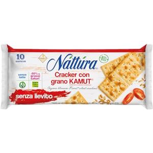NATTURA Crackers con Grano di Kamut Bio, Cracker Senza Sale Aggiunto, Senza Lievito e Senza Latte, -50% di Grassi Saturi, Prodotto Vegano Senza Olio di Palma, 300 g