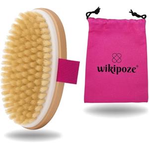 WIKIPOZE Spazzola Corpo a Secco Setole Naturali Dry Brushing Anticellulite Spazzola Esfoliante Corpo Scrub per Rimuovere le Cellule Morte Prevenire Peli Incarniti Migliorare la Circolazione Sanguigna