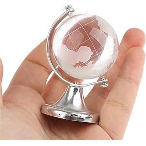 Hapivida Mini Globo Decorativo, 2.6'' Mappamondo in Cristallo, Sfera Decorativa, Ornamenti, World Globe Terra Rotonda, Mappa del Mondo per Ufficio