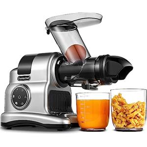 AMZCHEF Estrattore Frutta e Verdura - 80MM Grande Apertura per Frutta Intera - Estrattore Frutta e Verdura Professionale con Modalità a 2 Velocità e Funzione Inversa - Argento