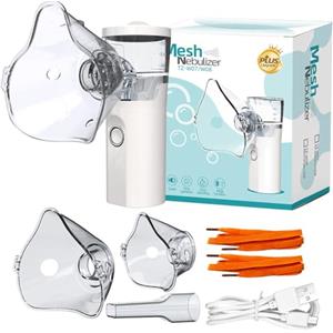 Lvozize Aerosol Portatile Silenzioso, Aerosol Portatile con 2 Modalità Regolabili, Aerosol Adulti con 2 Maschere e Boccaglio, ＜40dB Aerosol Silenzioso, Aerosol Ricaricabile USB per Uso Domestico