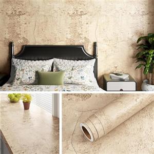 Livelynine Carta da Parati Adesiva Muro Cemento Beige Carta Adesiva per Mobili Cucina Top Armadio Lavabile Carta da Parati Camera da Letto Soggiorno Pellicola Adesiva per Mobili Beige Oro 40CMx2M