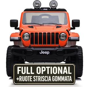 TOYSCAR Macchina Elettrica Per Bambini Jeep Wrangler Rubicon Full Optional Auto Elettrica Per Bambini Telecomandata 2 posti Sedile In Pelle Porte Apribili Doppio Motore Elettrico 12V TOYSCAR arancione