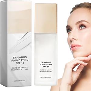 Generico Fondotinta che cambia colore, Fondotinta per trucco che cambia colore - Fondotinta liquido per fondotinta liquido da 30 ml per il viso - Correttore liquido per il viso per donne e ragazze, primer viso