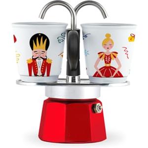 Bialetti Schiaccianoci, Moka Mini Express con 2 Tazzine, Porcellana