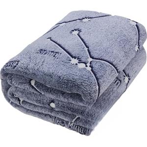 Kanguru - Plaid Singolo, Glow, 130x230 cm, Coperta per Letto, stelle si illumina al buio, soffice pile, misura singola 1 piazza, idea regalo natale bambino bambina, idee compleanno, cameretta