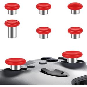 AXFEE Levette Analogiche in Metallo, 6 in 1 Palette Paddles Levette per Xbox One/One S X/Elite Series Controller, Analogici Magnetici Tasti per Xbox Series Joystick-Argento+Rosso