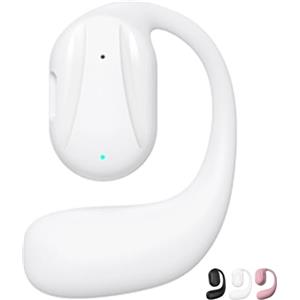 Seymal Auricolari wireless Bluetooth a conduzione ossea mono-orecchio, cuffie aperte, auricolari, chiamate HD for 16 ore, cancellazione del rumore, indossabili senza dolore, display LED, for guida/lavoro(bia