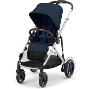 CYBEX Passeggino Gold e-GAZELLE S, dalla nascita a circa 4 anni, max. 22 kg (modalità singola) / 2x 22 kg (modalità duo), sistema all-in-1 con azionamento elettrico e 20+ configurazioni, Ocean Blue