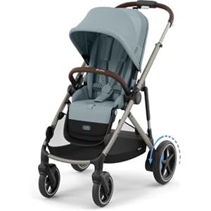 CYBEX Passeggino Gold e-GAZELLE S, dalla nascita a circa 4 anni, max. 22 kg (modalità singola) / 2x 22 kg (modalità duo), sistema all-in-1 con azionamento elettrico e 20+ configurazioni, Stormy Blue