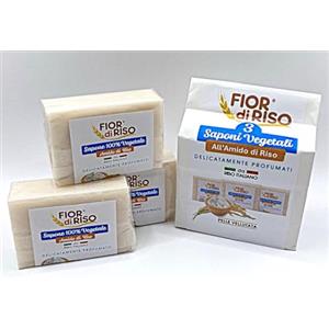 FIOR di RISO 3 Saponi Artigianali Vegetali con Amido di Riso Delicatamente Profumati - da Riso Italiano