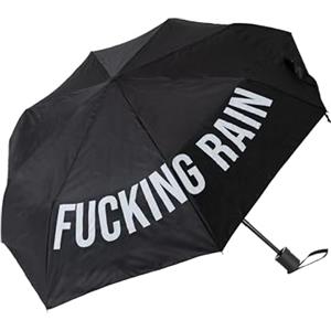 FISURA - Ombrello pieghevole originale "f*cking rain". Mini ombrello nero e bianco. Ombrello piccolo da donna. Ombrello pieghevole automatico. Ombrello da viaggio.