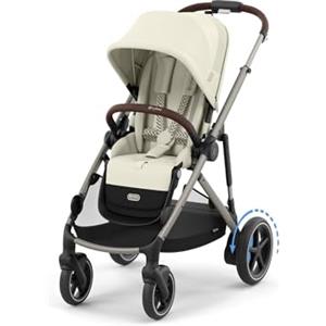 CYBEX Passeggino Gold e-GAZELLE S, max. 22 kg (modalità singola) / 2x 22 kg (modalità duo), sistema all-in-1 con azionamento elettrico e 20+ configurazioni, Seashell Beige