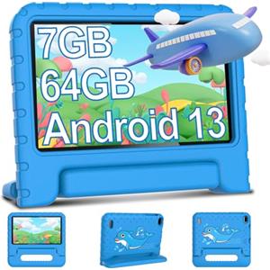 AOCWEI Tablet Bambini 7 Pollici Tablet Android 13 7GB(4+3) RAM+64GB ROM(512 GB Espandibile)| FHD IPS | Controllo Parentale |Bambini educativi |WIFI 6 |Bluetooth 5.0 |Tablets con Guscio in EVA