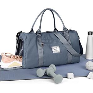 HYC00 Borsone Palestra Donna Uomo con Scomparto Scarpe Borsone da Viaggio Sportivo Borse da Palestra Grande per Donna Borsa Piscina Fitness Borsa per Ospedale Weekend Duffel Bag per Yoga,Grigio Blu