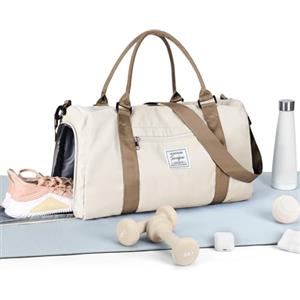 HYC00 Borsone Palestra Donna Uomo con Scomparto Scarpe Borsone da Viaggio Sportivo Borse da Palestra per Donna Borsa Piscina Fitness Borsa per Ospedale Weekend Duffel Bag per Yoga,Beige Marrone