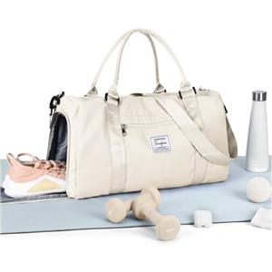 HYC00 Borsone Palestra Donna Uomo con Scomparto Scarpe Borsone da Viaggio Sportivo Borse da Palestra Grande per Donna Borsa Piscina Fitness Borsa per Ospedale Weekend Duffel Bag per Yoga,Latte Bianco